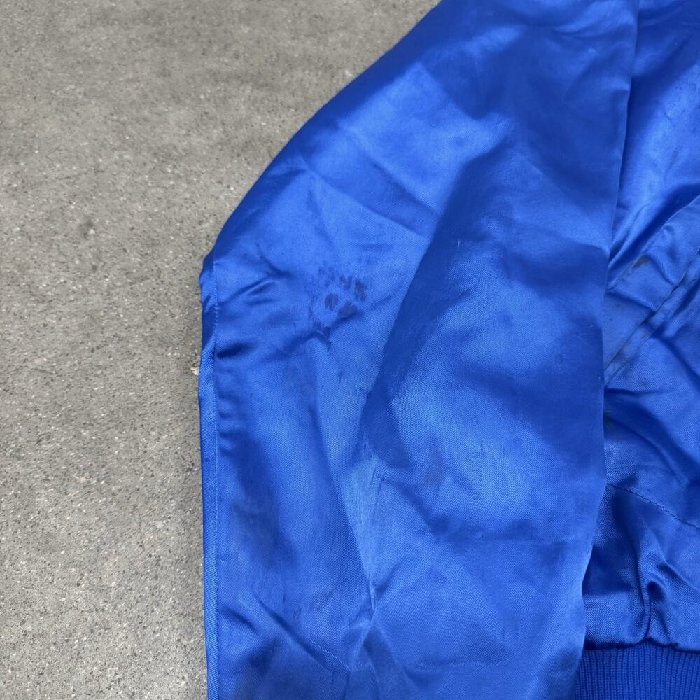 VINTAGE 80s NASA DRYDEN FLIGHT RESEARCH SATIN BOMBER SNAP JACKET BLUE MEDIUM USA - Picture 3 of 12